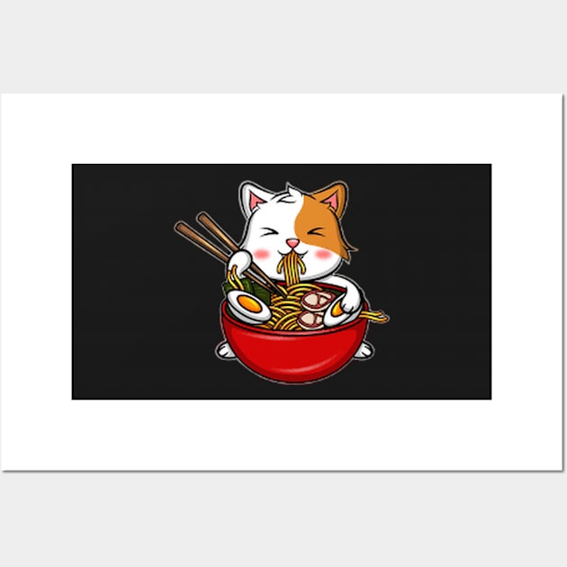 Cat eating spaghetti Wall Art by Fanu2612